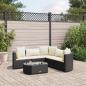 Preview: ARDEBO.de - 6-tlg. Garten-Sofagarnitur mit Kissen Schwarz Poly Rattan