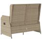 Preview: Gartenbank Verstellbar mit Kissen Beige Poly Rattan