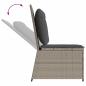 Preview: ARDEBO.de - Gartensessel mit Liegefunktion und Kissen Hellgrau Poly Rattan
