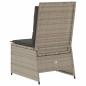 Preview: Gartensessel mit Liegefunktion und Kissen Hellgrau Poly Rattan