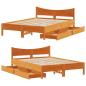 Preview: Massivholzbett mit Schubladen Wachsbraun 120x190 cm Kiefer
