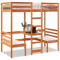 Preview: ARDEBO.de - Hochbett mit Schreibtisch & Stühlen Braun 75x190 cm Kiefernholz