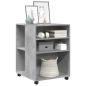 Preview: Beistelltisch mit Rollen Betongrau 55x60x78 cm Holzwerkstoff