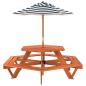 Preview: ARDEBO.de - Picknicktisch für 6 Kinder mit Sonnenschirm Sechseckig Tanne