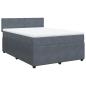 Preview: ARDEBO.de - Boxspringbett mit Matratze Dunkelgrau 140x200 cm Samt