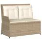 Preview: Gartenbank Verstellbar mit Kissen Beige Poly Rattan