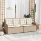 Preview: Gartenbank Verstellbar mit Kissen Beige Poly Rattan
