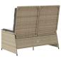 Preview: Gartenbank Verstellbar mit Kissen Beige Poly Rattan