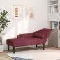 Preview: ARDEBO.de - Chaiselongue mit Kissen Weinrot Stoff