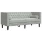Preview: 3-tlg. Chesterfield-Sofa-Set mit Nackenrollen Hellgrau Samt