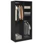 Preview: ARDEBO.de - Kleiderschrank Schwarz 100x50x200 cm Holzwerkstoff