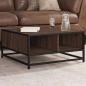 Preview: ARDEBO.de - Couchtisch Braun Eiche 60,5x60,5x30 cm Holzwerkstoff und Metall