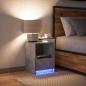 Preview: Nachttisch mit LED-Leuchten Betongrau Holzwerkstoff