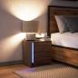 Preview: Nachttisch mit LED-Leuchten Braun Eichen-Optik Holzwerkstoff