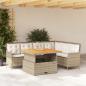 Preview: ARDEBO.de - 2-tlg. Garten-Sofagarnitur mit Kissen Beige Poly Rattan