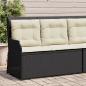 Preview: ARDEBO.de - Gartenbank Verstellbar mit Kissen Schwarz Poly Rattan