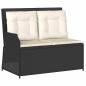 Preview: Gartenbank Verstellbar mit Kissen Schwarz Poly Rattan