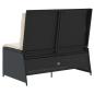 Preview: Gartenbank Verstellbar mit Kissen Schwarz Poly Rattan