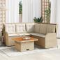 Preview: ARDEBO.de - 4-tlg. Garten-Lounge-Set mit Kissen Beige Poly Rattan