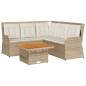 Preview: 4-tlg. Garten-Lounge-Set mit Kissen Beige Poly Rattan