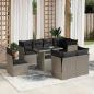 Preview: ARDEBO.de - 9-tlg. Garten-Sofagarnitur mit Kissen Hellgrau Poly Rattan