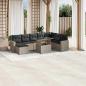Preview: ARDEBO.de - 9-tlg. Garten-Sofagarnitur mit Kissen Hellgrau Poly Rattan