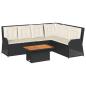 Preview: 5-tlg. Garten-Lounge-Set mit Kissen Schwarz Poly Rattan