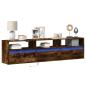 Preview: ARDEBO.de - TV-Wandschrank mit LED Räuchereiche 180x31x45 cm