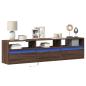 Preview: ARDEBO.de - TV-Wandschrank mit LED Braun Eichen-Optik 180x31x45 cm