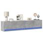 Preview: ARDEBO.de - TV-Wandschrank mit LED Betongrau 180x31x38 cm