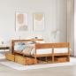 Preview: ARDEBO.de - Massivholzbett ohne Matratze Wachsbraun 140x190 cm Kiefernholz