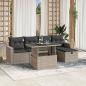 Preview: ARDEBO.de - 6-tlg. Garten-Sofagarnitur mit Kissen Hellgrau Poly Rattan