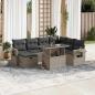 Preview: ARDEBO.de - 8-tlg. Garten-Sofagarnitur mit Kissen Hellgrau Poly Rattan