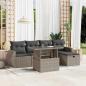 Preview: ARDEBO.de - 6-tlg. Garten-Sofagarnitur mit Kissen Hellgrau Poly Rattan