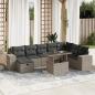 Preview: ARDEBO.de - 9-tlg. Garten-Sofagarnitur mit Kissen Hellgrau Poly Rattan