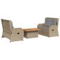 Preview: 3-tlg. Garten-Lounge-Set mit Kissen Beige Poly Rattan
