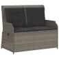 Preview: ARDEBO.de - 3-tlg. Garten-Lounge-Set mit Kissen Grau Poly Rattan