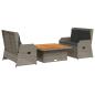Preview: 3-tlg. Garten-Lounge-Set mit Kissen Grau Poly Rattan
