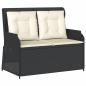 Preview: 3-tlg. Garten-Lounge-Set mit Kissen Schwarz Poly Rattan