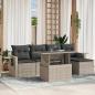 Preview: ARDEBO.de - 6-tlg. Garten-Sofagarnitur mit Kissen Hellgrau Poly Rattan