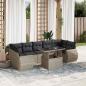 Preview: ARDEBO.de - 8-tlg. Garten-Sofagarnitur mit Kissen Hellgrau Poly Rattan