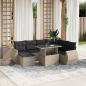 Preview: ARDEBO.de - 8-tlg. Garten-Sofagarnitur mit Kissen Hellgrau Poly Rattan