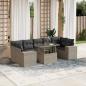 Preview: ARDEBO.de - 8-tlg. Garten-Sofagarnitur mit Kissen Hellgrau Poly Rattan