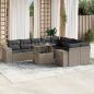 Preview: ARDEBO.de - 10-tlg. Garten-Sofagarnitur mit Kissen Hellgrau Poly Rattan