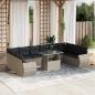 Preview: ARDEBO.de - 11-tlg. Garten-Sofagarnitur mit Kissen Hellgrau Poly Rattan