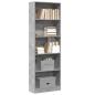 Preview: ARDEBO.de - Bücherregal Betongrau 60x24x176 cm Holzwerkstoff