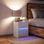 Preview: Nachttisch mit LED-Leuchten Weiß Holzwerkstoff