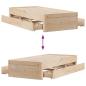 Preview: Massivholzbett ohne Matratze mit Schubladen 75x190 cm