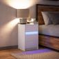 Preview: Nachttisch mit LED-Leuchten Weiß Holzwerkstoff