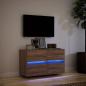 Preview: TV-Wandschrank mit LED-Beleuchtung Braun Eiche-Optik 80x31x45cm
